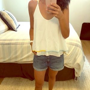 White tank with color lining and back tie